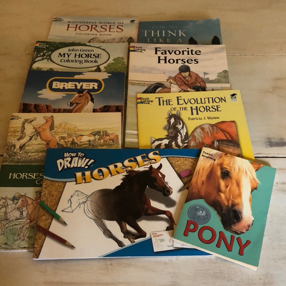 Horse related coloring books and books